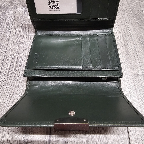 Coach Vintage Snap Leather Olive Green Trifold Wallet Coach Bags - Picture 9 of 16